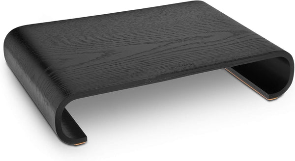Navaris Wood Monitor Stand Riser - Desktop Organizer for PC TV Screen, Oak with Black Stain