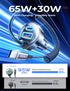 LISEN 65W USB C Car Charger Adapter Fast Charging 5Ft 30W USB C Coiled Cable fit iPhone 15 Charger Fast Charging Car Charger Type C,PD&QC3.0 Car Cigarette Lighter Charger for iPad Pro,Samsung,Android