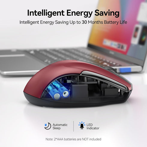 TECKNET Wireless Mouse (2.4G & BT5.0/3.0) Silent Mouse 4800 DPI Computer Mouse 6 Buttons Bluetooth Mouse, USB A Mouse