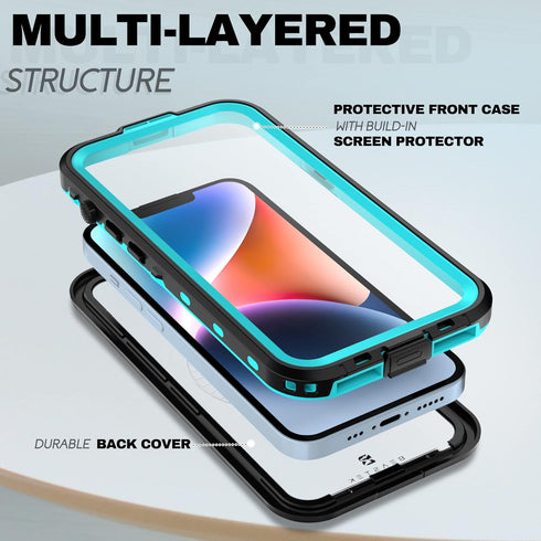 BEASTEK iPhone 14 Plus Waterproof Case, TRE Series MagSafe Shockproof Dustproof IP68 Case with Built-in Screen