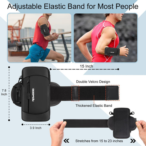 Running Armband Phone Holder & Crossbody Bag - Waterproof Phone Pouch for iPhone 15/14/13 Pro Max, Black