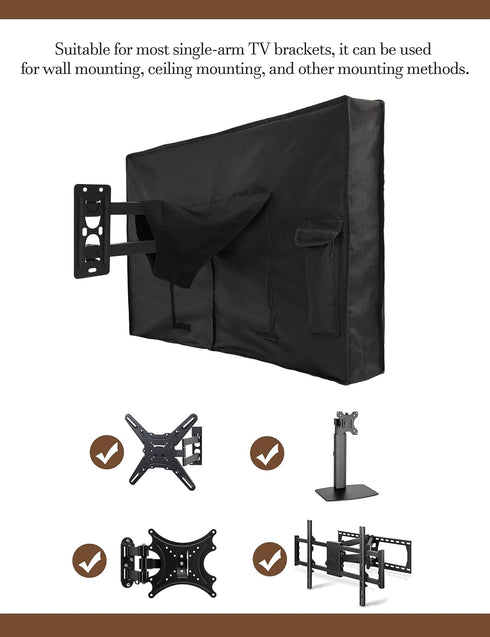 iBirdie Outdoor Waterproof TV Cover for 48 to 50 Inch Flat Screen, Weatherproof with Zipper, Black 600D Fabric