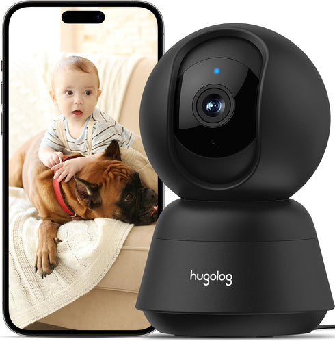 Hugolog 2K 3MP Indoor Pan/Tilt Security Camera, Auto-Focus, Ideal for Baby Monitor/Pet Camera/Home Security, Starlight