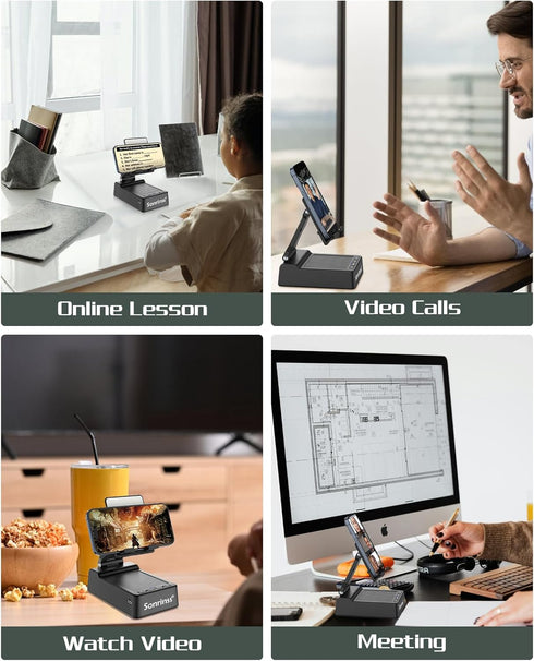 Wireless Bluetooth Speakers with Phone Stand: Portable Cell Phone Holder with Bluetooth Speaker for Home, Office,