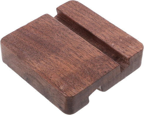 Generic Wood Cell Phone Holder and Tablet Stand for Desk, Double Groove Walnut