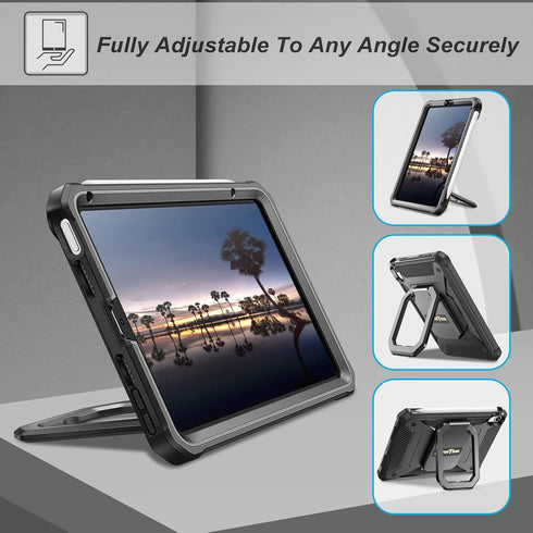 Fintie Case for iPad Mini 6 2021, Black 360 Degree Rotating Grip Shockproof Rugged Cover with Built-in Screen Protector