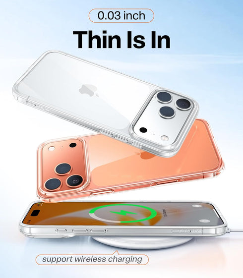 TORRAS 17 2025 17 for iPhone Pro Case Crystal Clear, Ultra-Thin, Upgraded Non-Yellowing, Military-Grade Protection