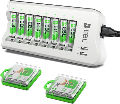 EBL 1100mAh NiMH AAA Rechargeable Batteries (16 Pack) and Rechargeable AA AAA Battery