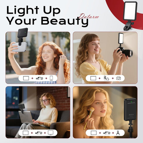 Datarm 4-14H Rechargeable Soft Selfie Light for Phone, Camera, Laptop, Battery Portable LED Light for Pictures, Phone