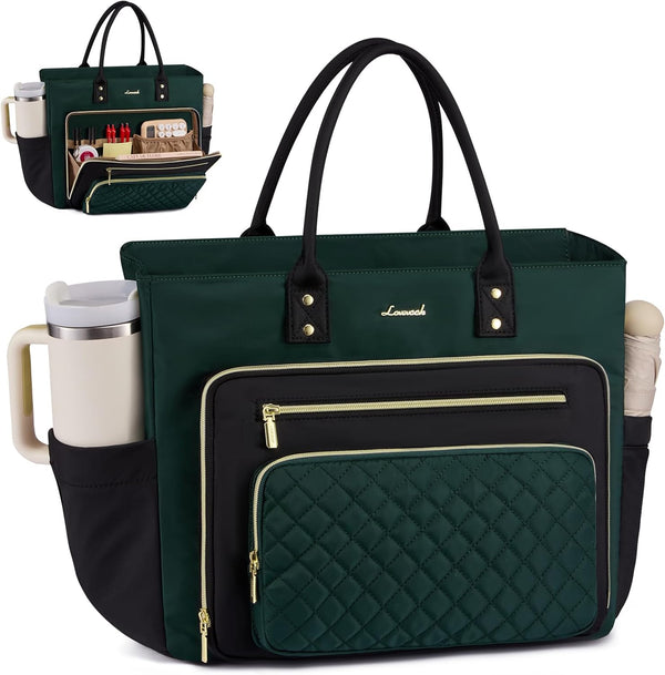 LOVEVOOK Laptop Tote Bag for Women With Large Cup Holder, Work Bags Teacher