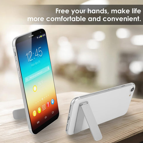 Ultra-Thin Cell Phone Holder, Adjustable Mini Alloy Phone Kickstand Portable Foldable Phone Stand Adjustable Angle for Mobile Phone Tablet Universal Model (Silver)