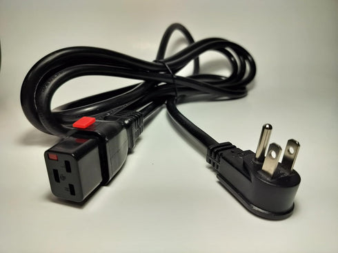 Generic IEC320-C19 14AWG, 5-15P 10ft Locking Power Cord, Flat Plug, Heavy Duty, SJTOW Cable for Appliances, Data