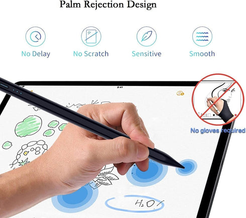 Stylus Pen for iPad with Palm Rejection, 5 Extra Tips, Tilt Sensitive iPad Pencil Compatible with (2018-2023) Apple