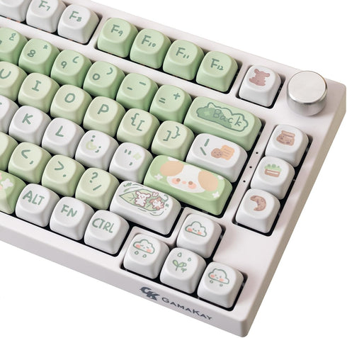 GK GAMAKAY 132 Keys Green & White Keycaps Set, MOA Profile PBT Thermal Sublimation for 61/68/75/80/84/87/98/104/108