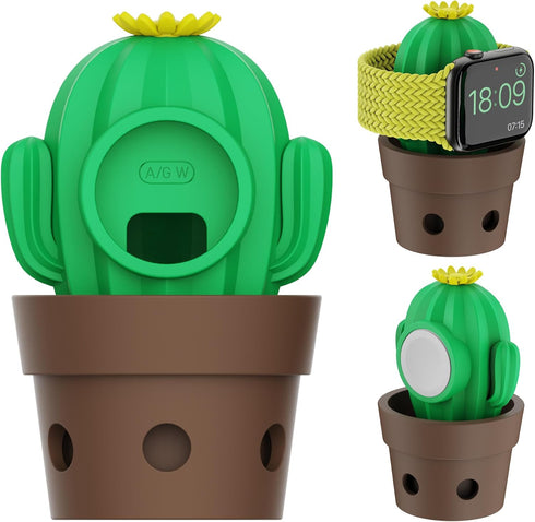 BRIMFORD Cactus Charger Stand Compatible with Apple Watch Series Ultra/9/8/7/6/SE/5/4/3/2/1(45mm-38mm), Galaxy Watch Ultra/7/6/5,
