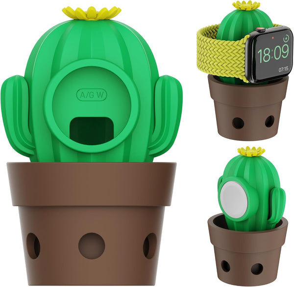BRIMFORD Cactus Charger Stand Compatible with Apple Watch Series Ultra/9/8/7/6/SE/5/4/3/2/1(45mm-38mm), Galaxy Watch Ultra/7/6/5,