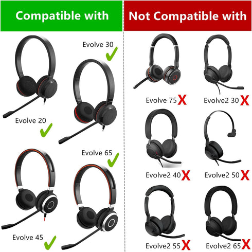 1 Pair of Ear Pads Cushion Cover Earpads Earmuff Replacement Compatible with Jabra Evolve 20 30 40 65 Headset