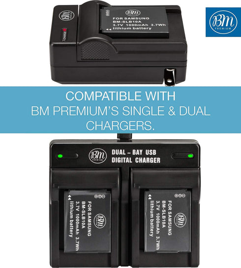 BM Premium SLB-10A Battery for Samsung Digital Cameras: EX2F, HZ15W, SL202, SL420, SL620, SL820, WB150F, WB250F,