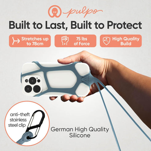 Pulpo Safety Phone Leash 6.1 6.8 Pulpo Safety Cell Phone Lanyard Grey Fits Smartphones to - Anti Theft Phone Strap