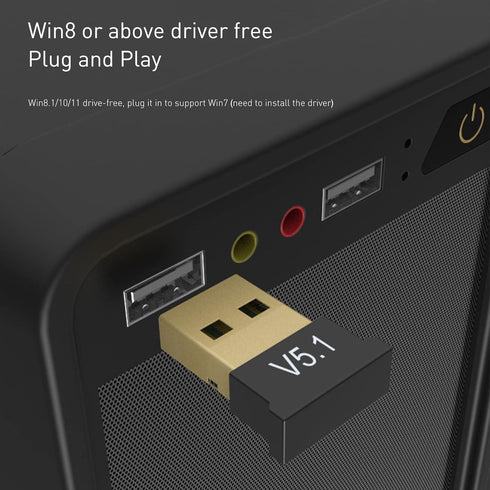 2 Pack Bluetooth Adapter for PC, Wansurs USB Bluetooth 5.1 EDR Dongle Wireless Receiver for Desktop, Laptop, Headphones