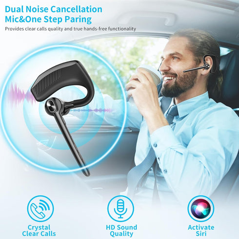 ZUKUMU Headset 180H 1000mAh Headset Bluetooth Wireless Earpiece Microphone Playtime Wireless Charging Case Handsfree