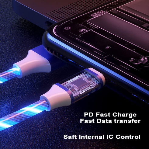 AYI USB Type C to USB A 2.0 Android Charger Cable, Fast Charging High Data Speed, Visible Blue LED Current Flowing,