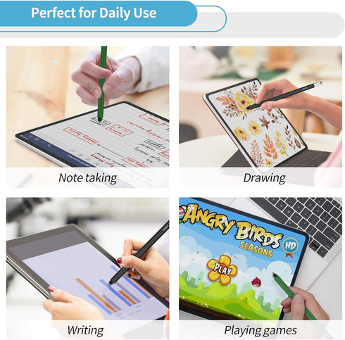 StylusHome 2 Pcs High Sensitivity Stylus for Touch Screens, 2 in 1 Fiber Tips with 8 Extra Replaceable Tips, Black &