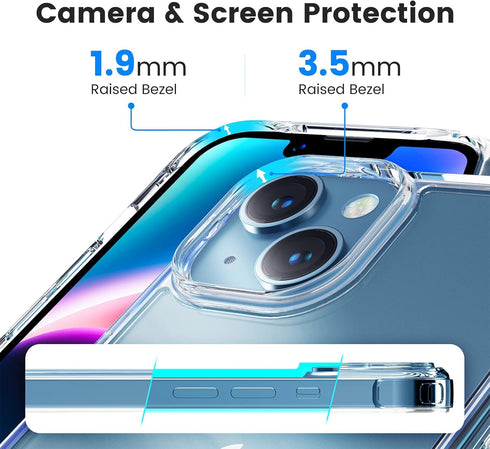 Mkeke Clear Transparent Shockproof Case for iPhone 13/14 - Bumper Protection for iPhone 14 & 13 Models.