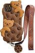 SGVAHY Cute Phone Case for iPhone 13, Soft Silicone Shockproof Protective Case with Strap Lanyard Keychain for Women