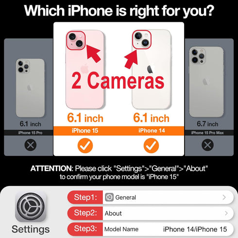 TORRAS Magnetic Shockproof Case for iPhone 15/14, 12FT Military Grade Drop Protection, Translucent Slim Protective