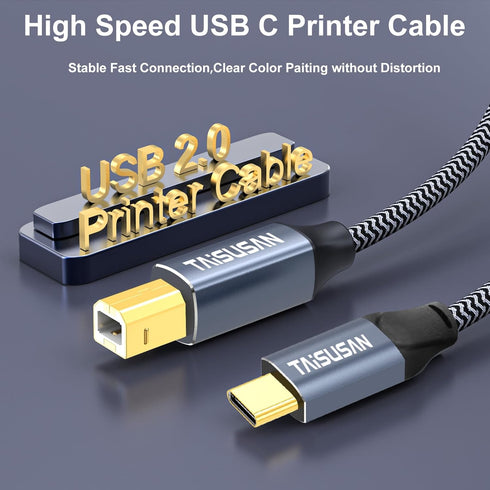 10ft USB C to USB B Printer Cable - Versatile Connectivity