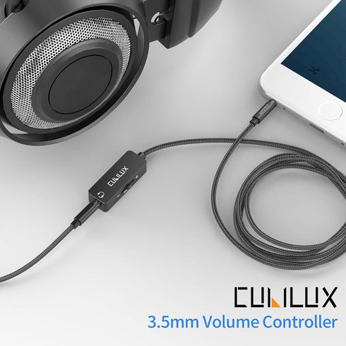 Cubilux 3.5mm TRRS Volume Attenuator Cable, 1/8-inch Headphone Extension Cord with Audio Volume Control, in-Line Volume Controller for Earphones, Speaker, 4 Feet