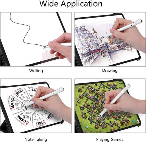 Mixoo Stylus Pens for Touch Screens - 2 in 1 High Sensitivity Disc & Fiber Tip for iPad, iPhone, Tablets, White
