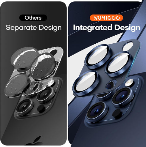 2 Pack Camera Lens Protector for iPhone 15 Pro Max/iPhone 15 Pro/iPhone 14 Pro Max/iPhone 14 Pro, Aluminum Alloy Sapphire Glass Camera Cover Screen, Anti-drop, Case Friendly- Blue Titanium