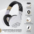 PowerLocus Bluetooth Over-Ear Headphones, Wireless Stereo Foldable Headphones Wireless and Wired Headsets with Built-in Mic, Micro SD/TF, FM for iPhone/Samsung/iPad/PC (Black/White)