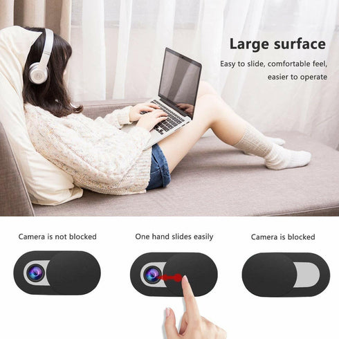 Generic 5 10, (10 Webcam Cover Sticker Slide - Camera Privacy Security Protect for Phone Laptop, Black or White