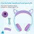 Kids Headphones with MIC for School, 85dB Safe Volume Limited Light Up Cat Ear Headphones, Wired On-Ear (Green/Purple)