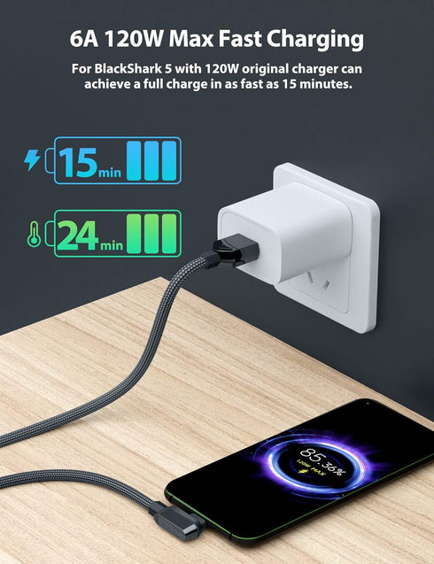 USB C Cable 6 ft for Xiaomi 120W HyperCharge Turbo Fast Charging,6A Type C Cable Premium Nylon Braided USB-C to USB A Charger for Xiaomi Pad 5 12 Pro 12S Ultra 11T Pro 11 Lite NE,Redmi Note 11 Pro 5G