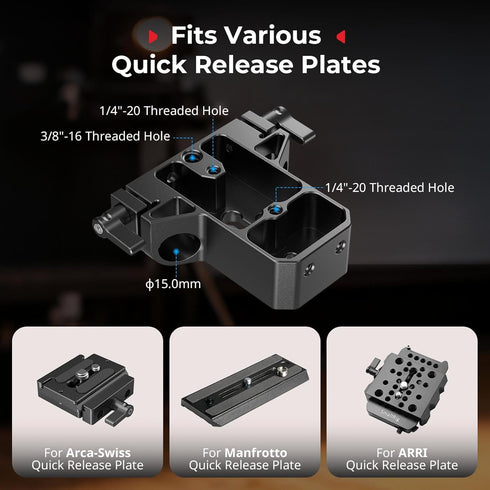SMALLRIG 15mm 15mm (8'' 20cm), A6500 A6600 A6300, R5 R6, A7SIII A7III, 5609 Camera Base Plate Kit with LWS Rod Rail