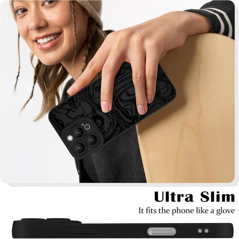 Newseego 16 16 for iPhone Pro Max Case, Cute Cool Black Marble Pattern Design Case for Women Girls Men Soft Slim TPU