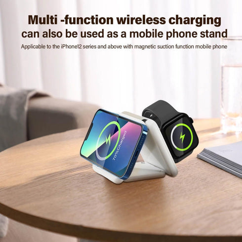 3 in 1 Wireless Charging Station for Apple Devices, 15W Phone Charger, 2.5W Watch Charger, 3W Charger Compatible with