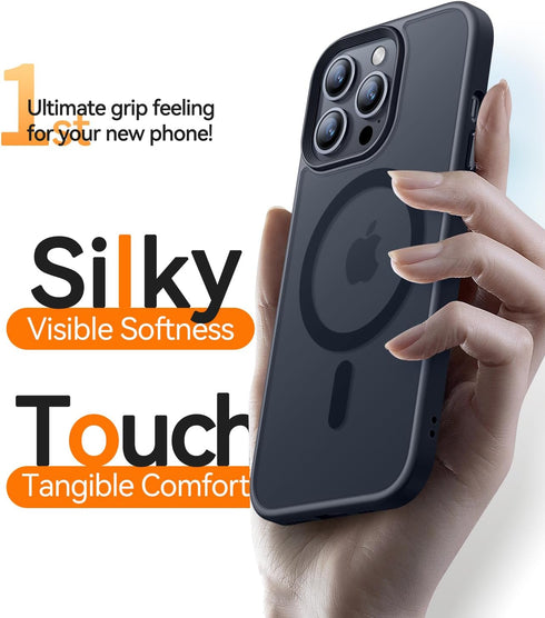 CANSHN Magnetic iPhone 14 Pro Case, Compatible with MagSafe, Translucent Matte, Slim Thin Shockproof Bumper Cover, 6.1