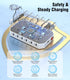 60W Phone Charging Station for Multiple Devices, 6-Port USB Charging Dock with 6 Cables for iPad, iPhone, Tablet, Cell