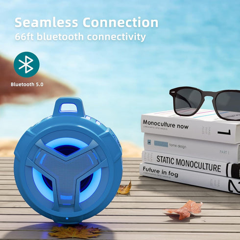 EBODA Shower Bluetooth Waterproof Speaker, IPX7 Floating Portable Wireless Small Speakers with Light, 24H Playtime for