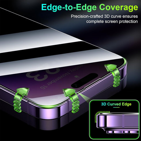 Esanik 2 Pack Privacy Screen Protector for iPhone 14 Pro, 4-way 360 Anti-spy, 6.1'' Tempered Glass, 9H Hardness