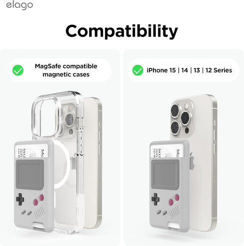 elago W5 Magnetic Wallet Card Holder 2-Cards Compatible with MagSafe for iPhone 15, iPhone 14, iPhone 13, iPhone 12 Series - Secure Phone Wallet, Scratch and Damage Protection (Light Grey)