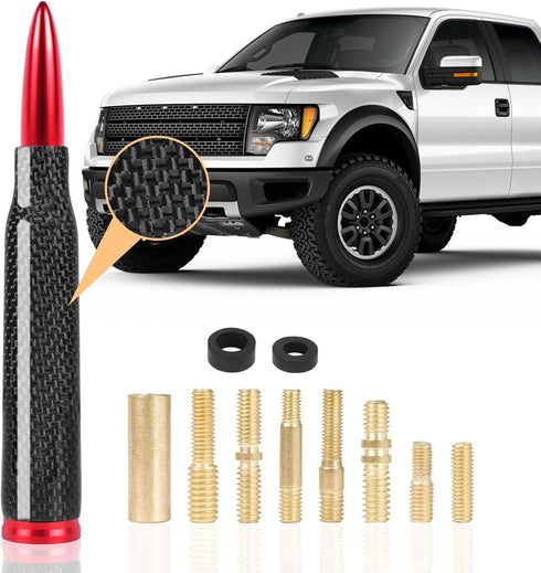 Universal Carbon Fiber 50 Cal Bullet Antenna, Fits Chevy GMC Ford Jeep Dodge Toyota, 5.5" AM/FM Radio