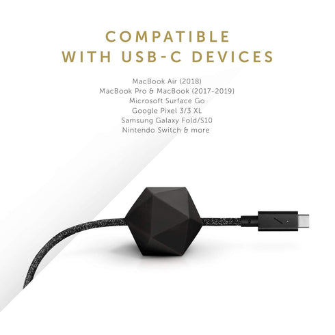 Native Union Type-C Desk Cable, USB-C to USB-C 8ft Ultra-Strong Charging Cable with Anchor Weight for iPhone 15