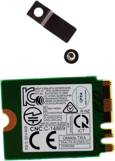 DW1820 802.11ac 867Mbps M.2 WLAN WiFi Adapter Wireless Card w/BT 4.1 for Dell Laptops Qualcomm QCNFA344A Windows 7/8/10 D4V21 0D4V21