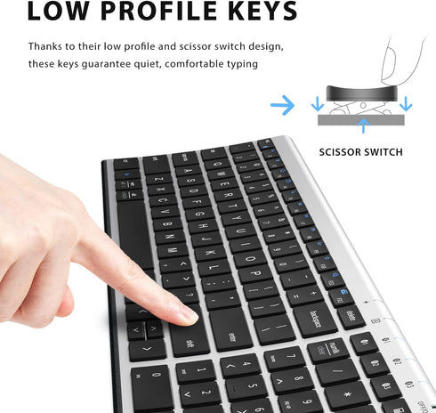 iClever BK10 Bluetooth Keyboard, Multi Device Rechargeable Bluetooth 5.1 with Number Pad, Ergonomic Design, Full Size